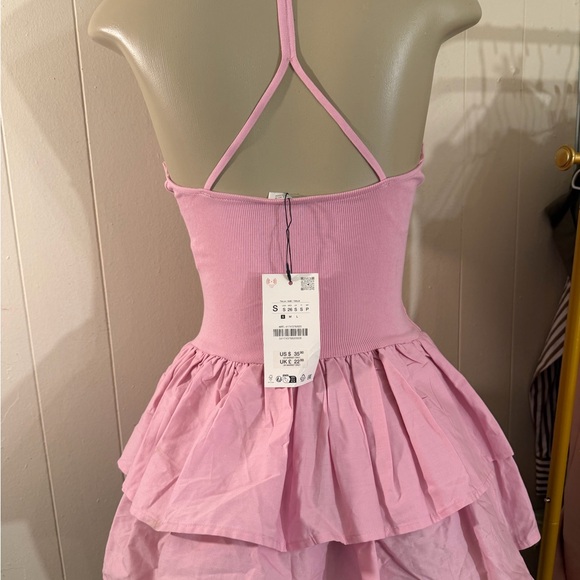 Zara Dresses & Skirts - Zara Pink Halter Tiered Ruffle Dress